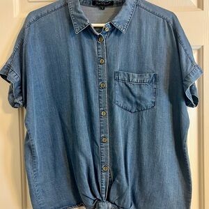 Velvet Heart Blue Denim Tie-Front Shirt